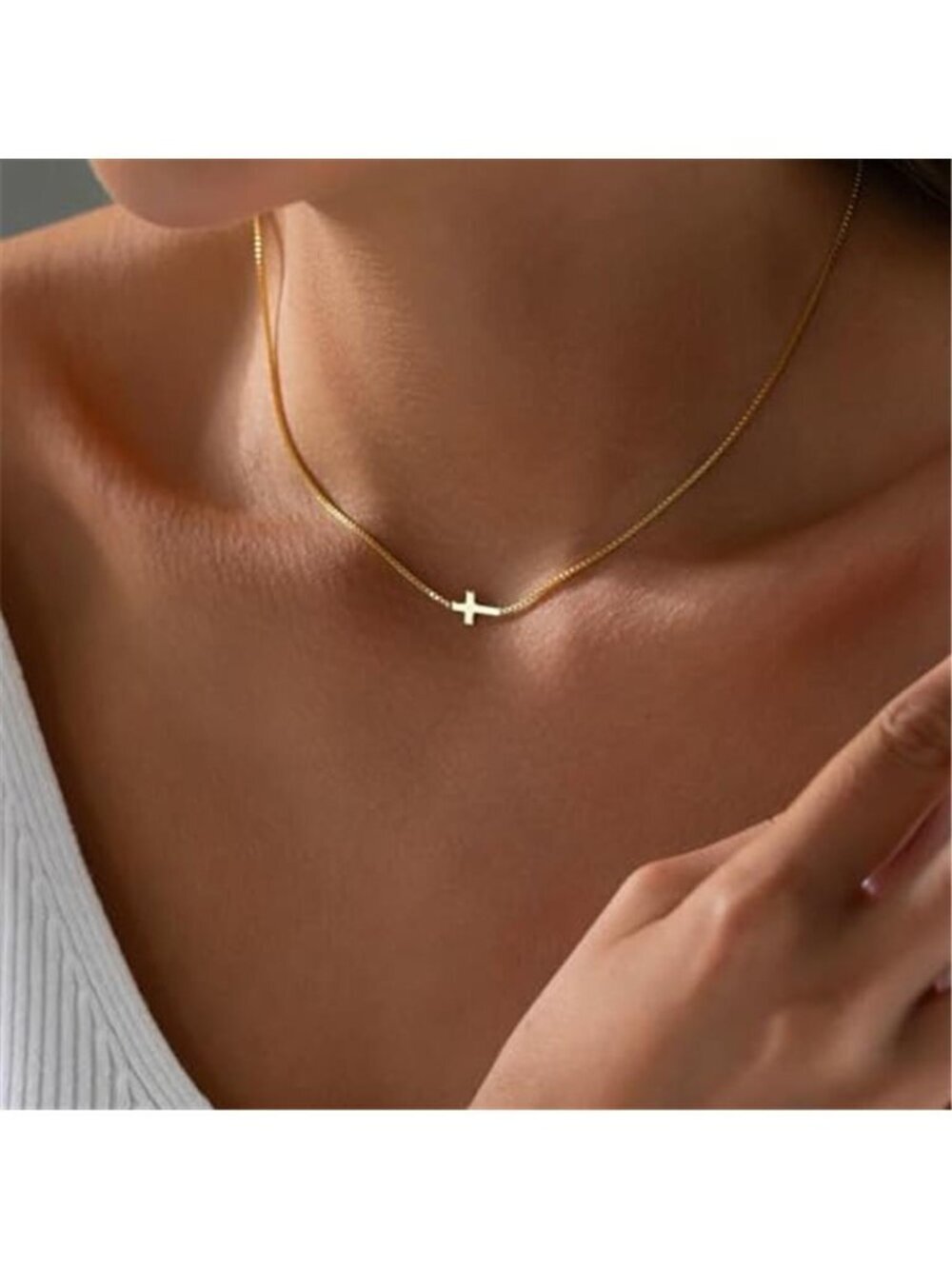 Dainty 14K Gold Plated Cross Necklace